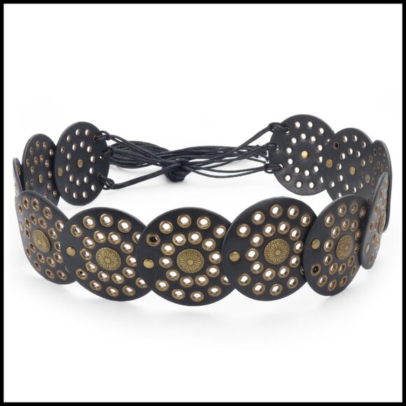 Western Disc Leather Belt Boho Concho Style Adjustable Fit Country Concert main image 5